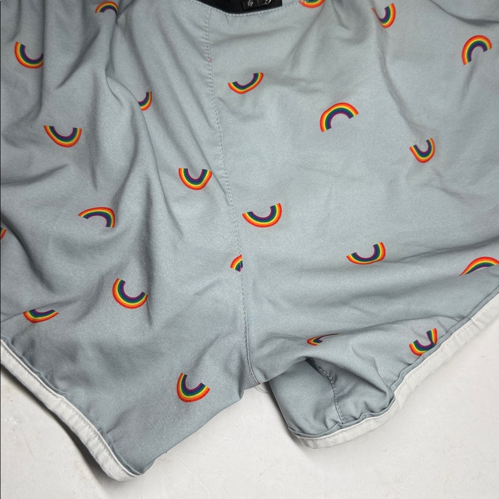 Rabbit Women's Repeats 2” rainbow love all Athletic running Shorts pride workout - Picture 6 of 9